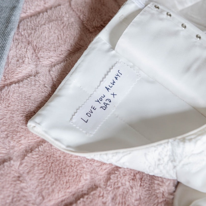wedding dress personalised love note