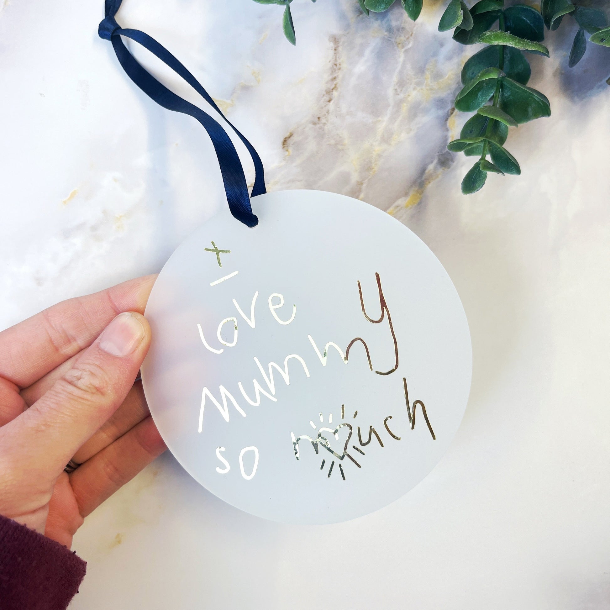 personalised childs handwriting christmas tree bauble decoration