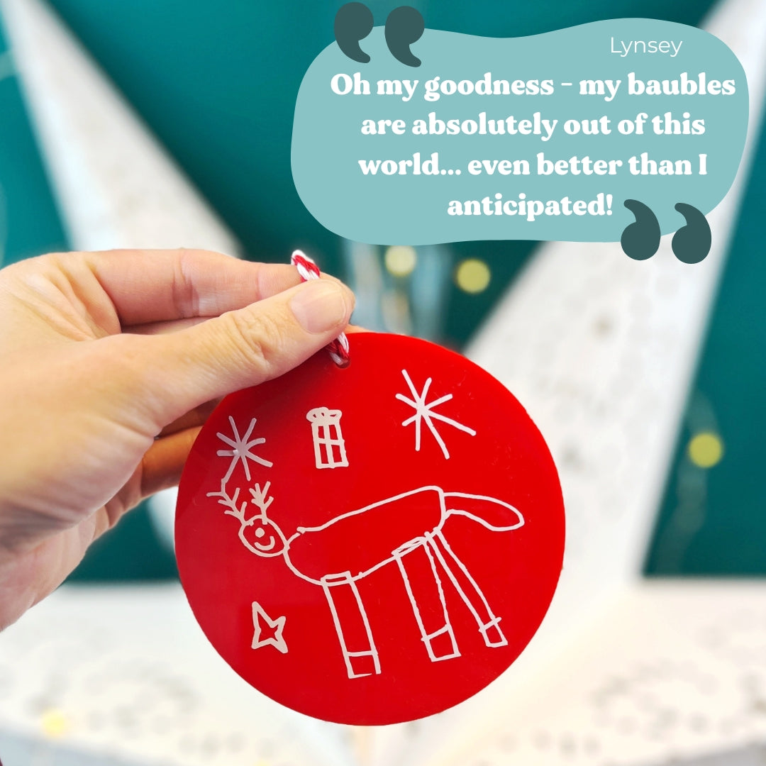 childrens drawing christmas tree bauble