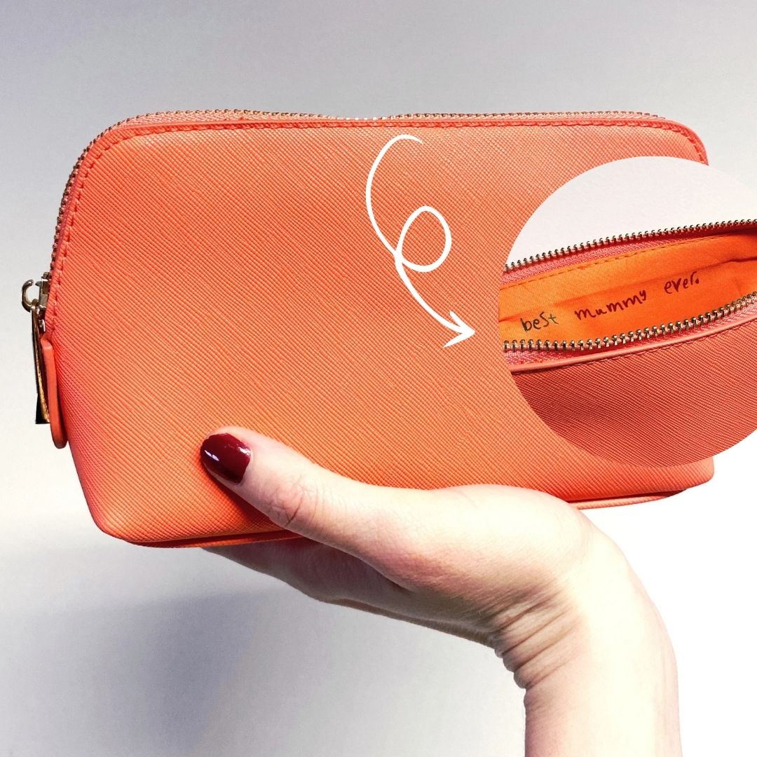 secret message handwriting make up bag