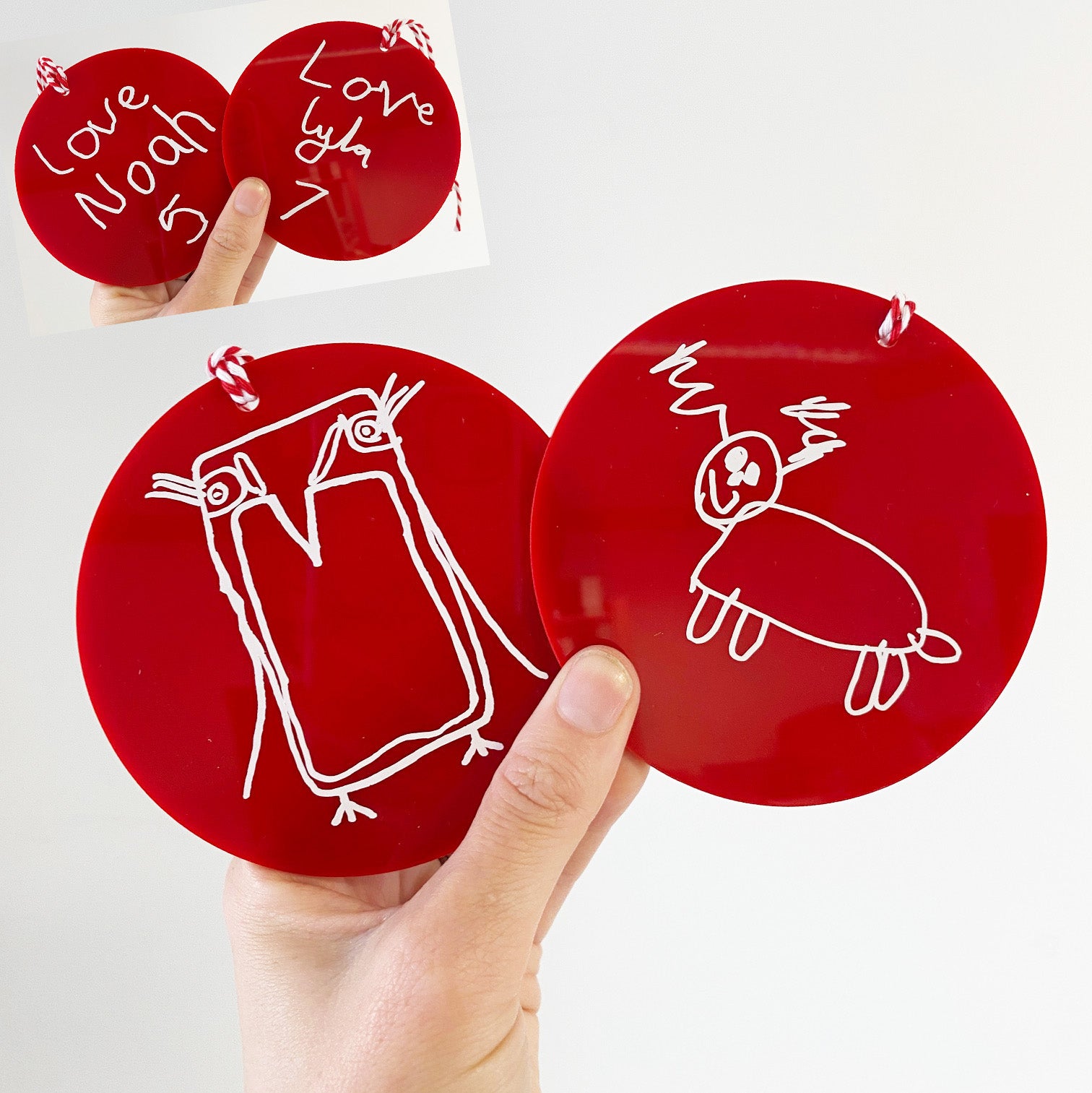 childrens drawing Christmas tree decoration bauble