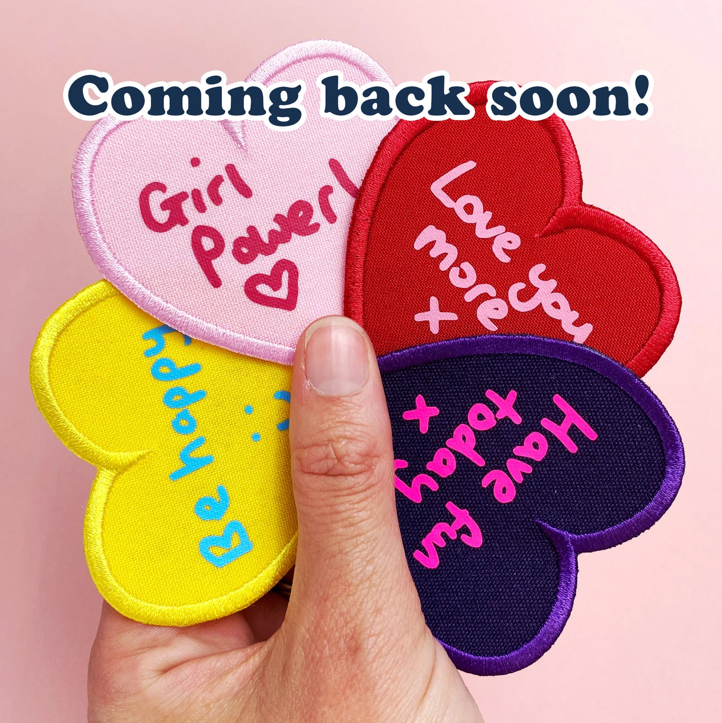 Emotional support patches for kids starting school – colourful, message-filled hearts for school bags or uniforms