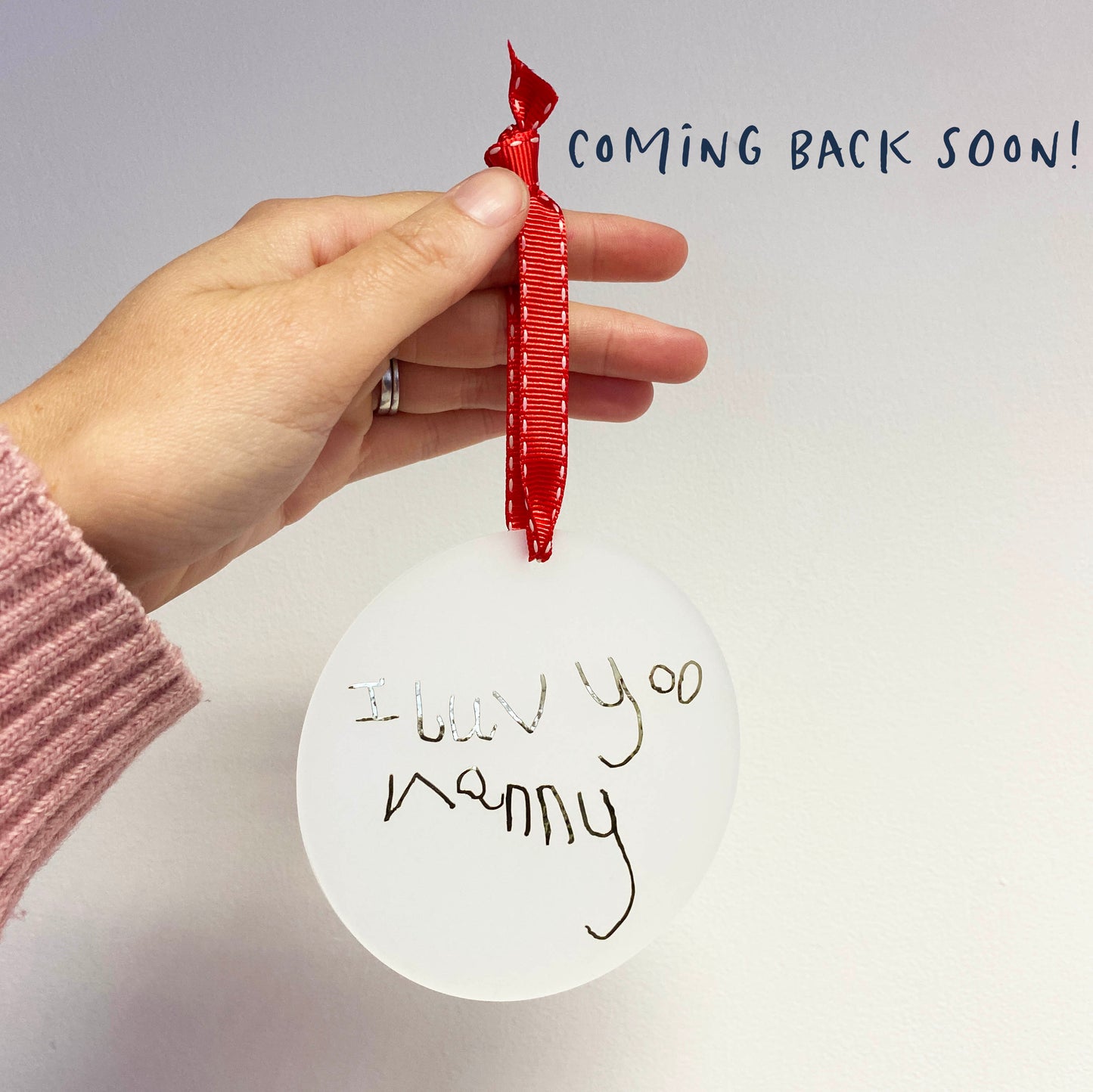 handwriting Christmas tree decoration bauble keepsake
