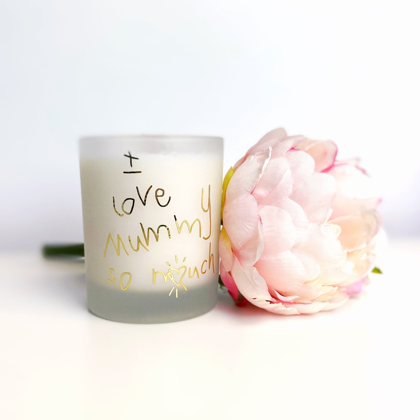 handwriting mothers day candle
