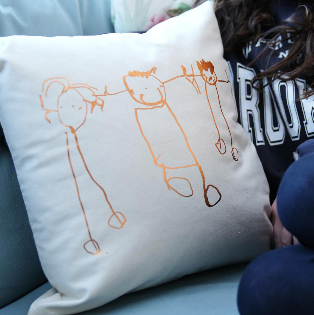 childrens artwork cushion