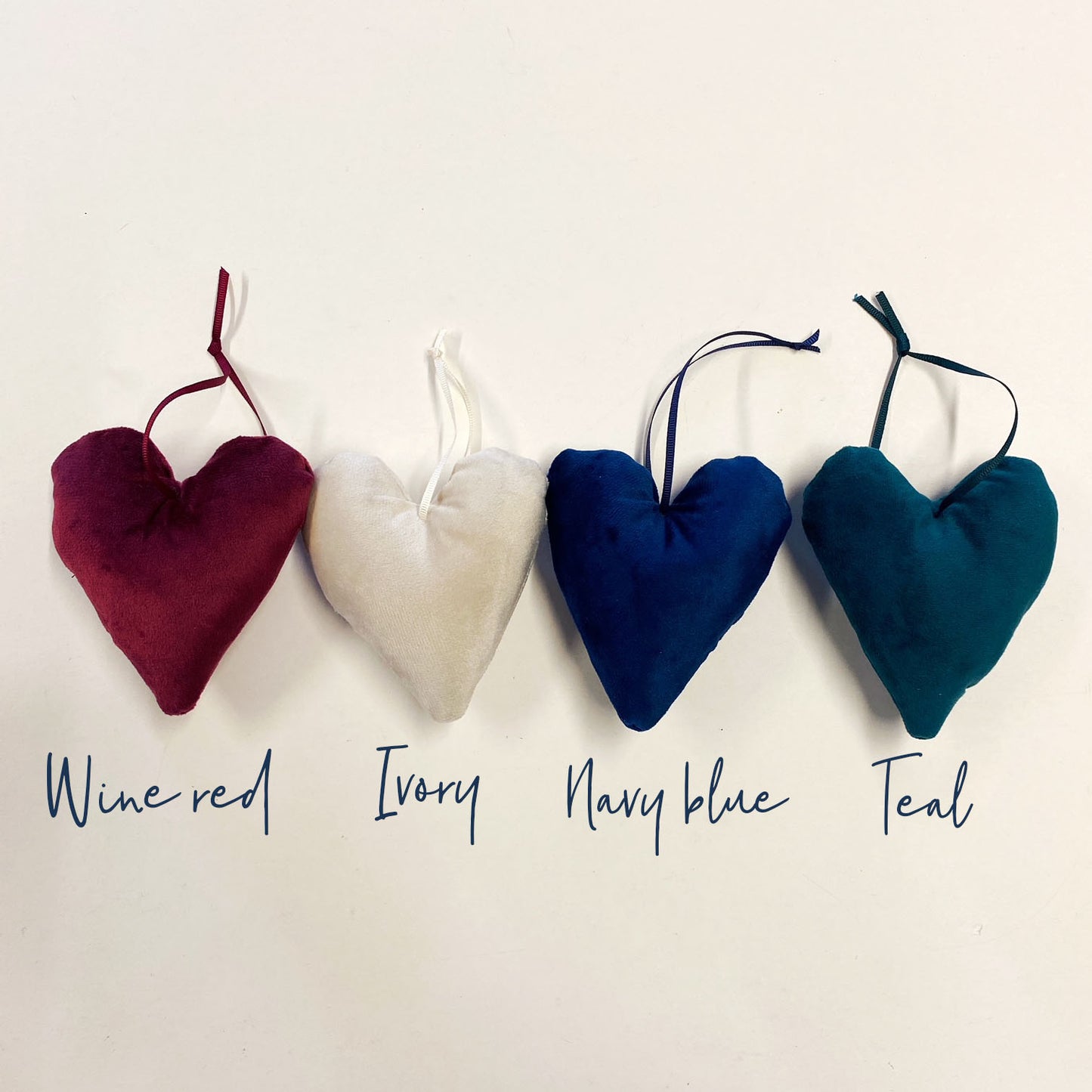 plush velvet hanging heart colours
