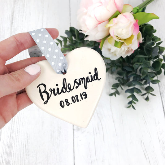 bridesmaid ceramic heart