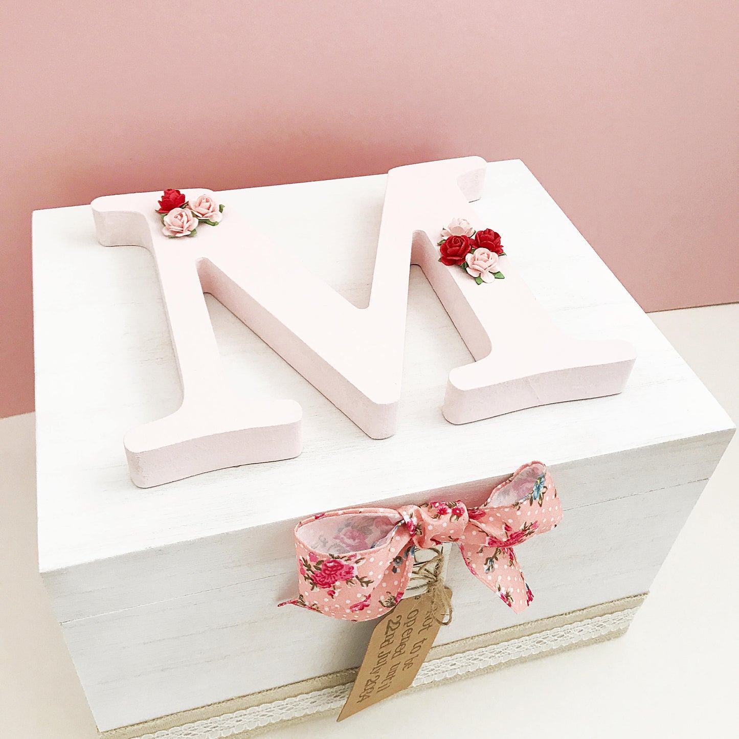 Pink Floral Wooden Keepsake Box