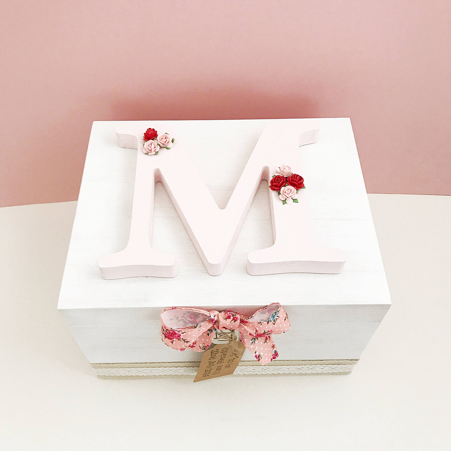 Pink Floral Wooden Keepsake Box