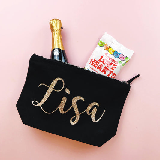 Glitter Name Make Up Bag