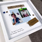 Personalised Tottenham Hotspur Grandad photo frame gift for Father’s Day or birthday, with navy and white design, two photo spaces, wooden scrabble tiles spelling “GRANDAD,” and message “To dare is to do & I’d always choose you.” Handmade keepsake for Spurs-loving Grandads from a football-mad grandchild.