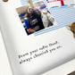 QPR Dad photo frame gift for Father’s Day, with blue and white colours, two photo slots, message “From your suPer HooP, always cheering you on,” and kraft tag. Handmade personalised keepsake for QPR fan dads. Add your own photos when ordering.