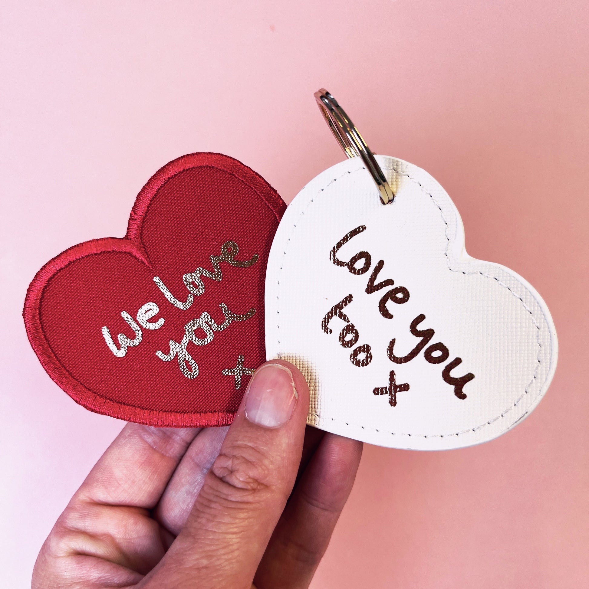love heart patch and keyring