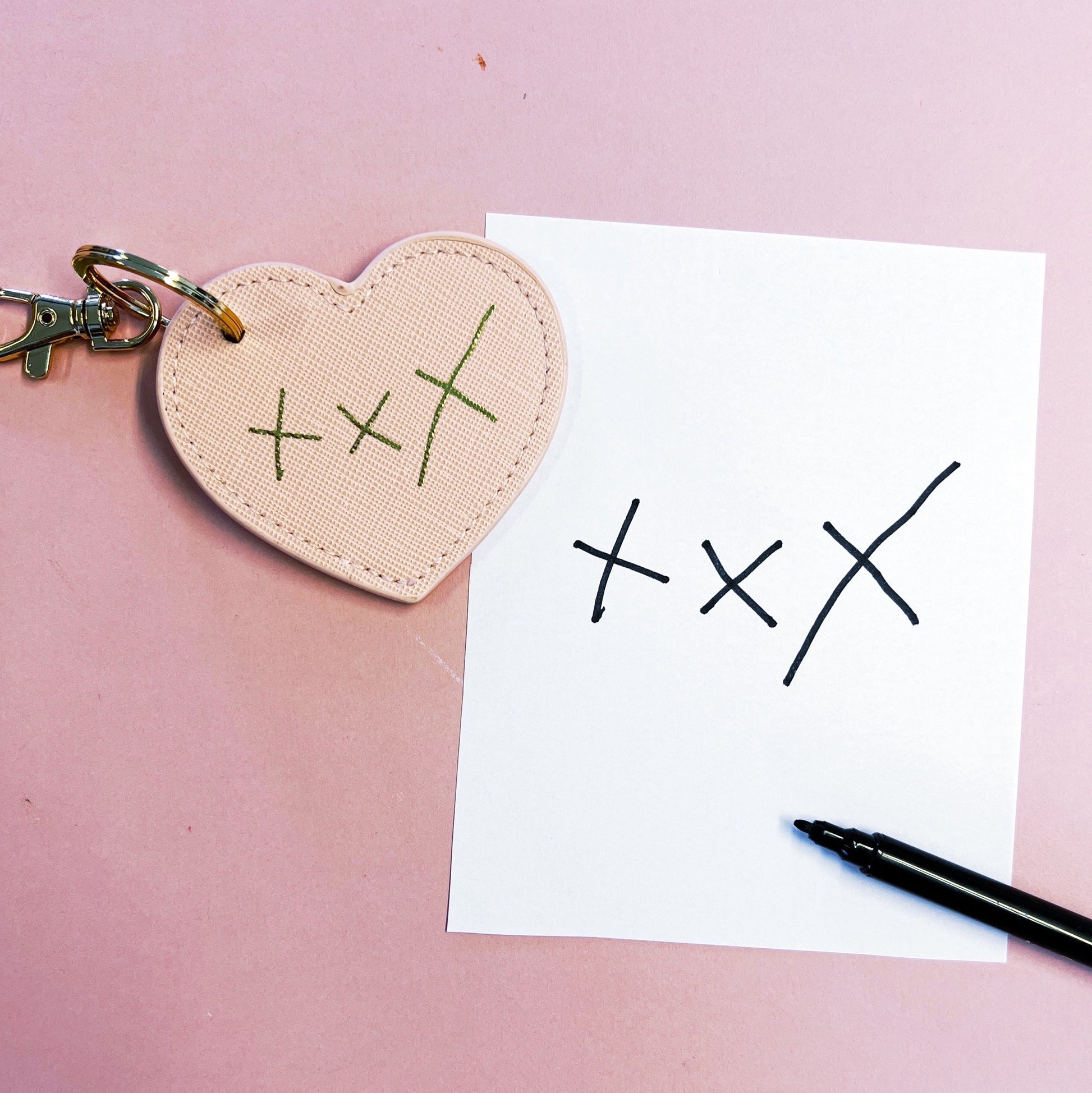 personalised heart keyring made with childs handwriting