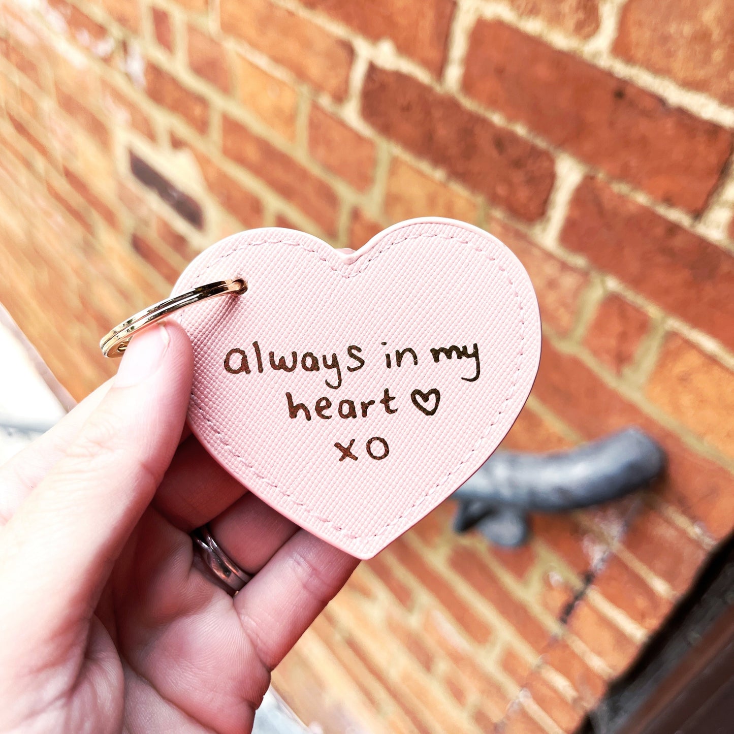 bag charm for child starting school with parents handwriting