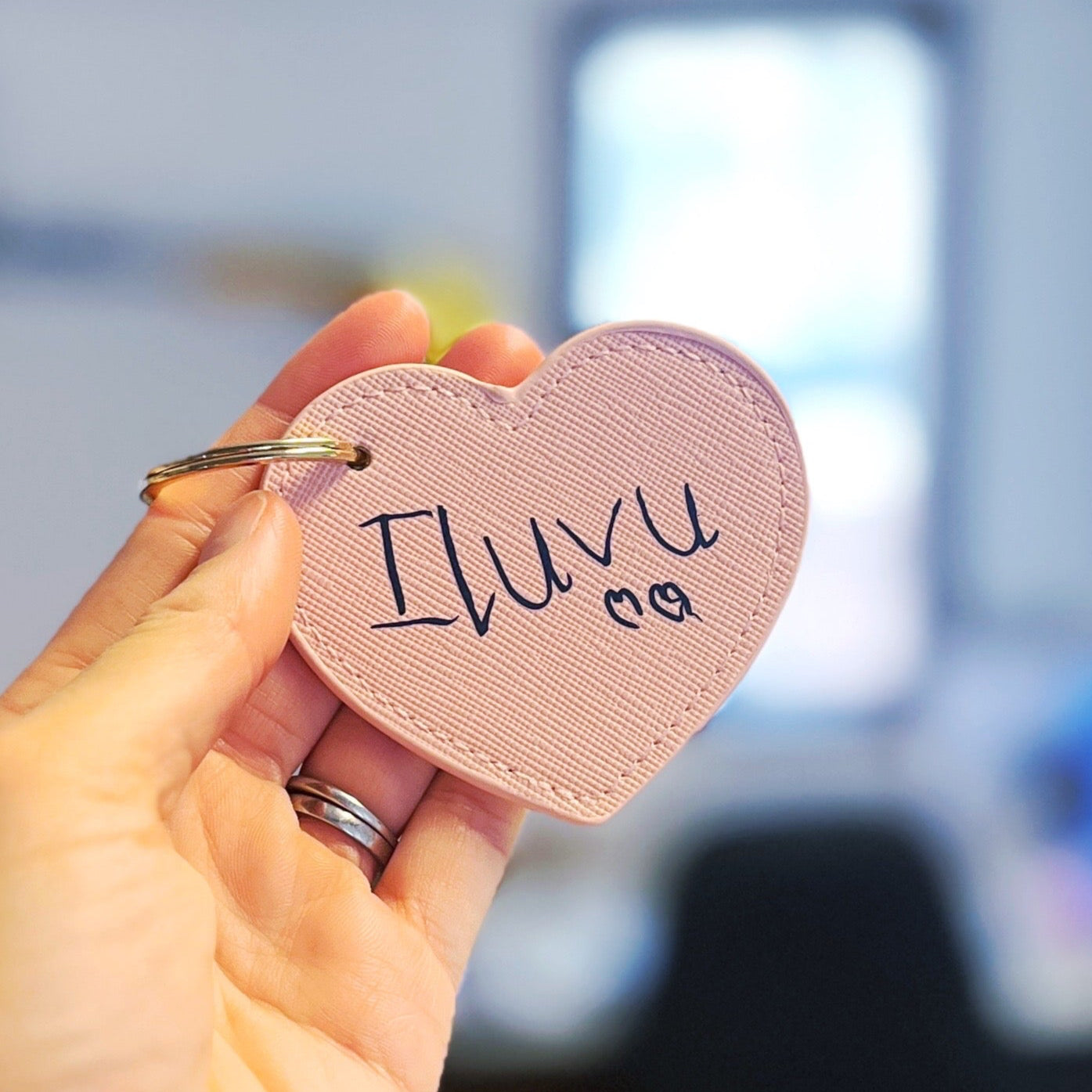 childs handwriting personalised keyring gift