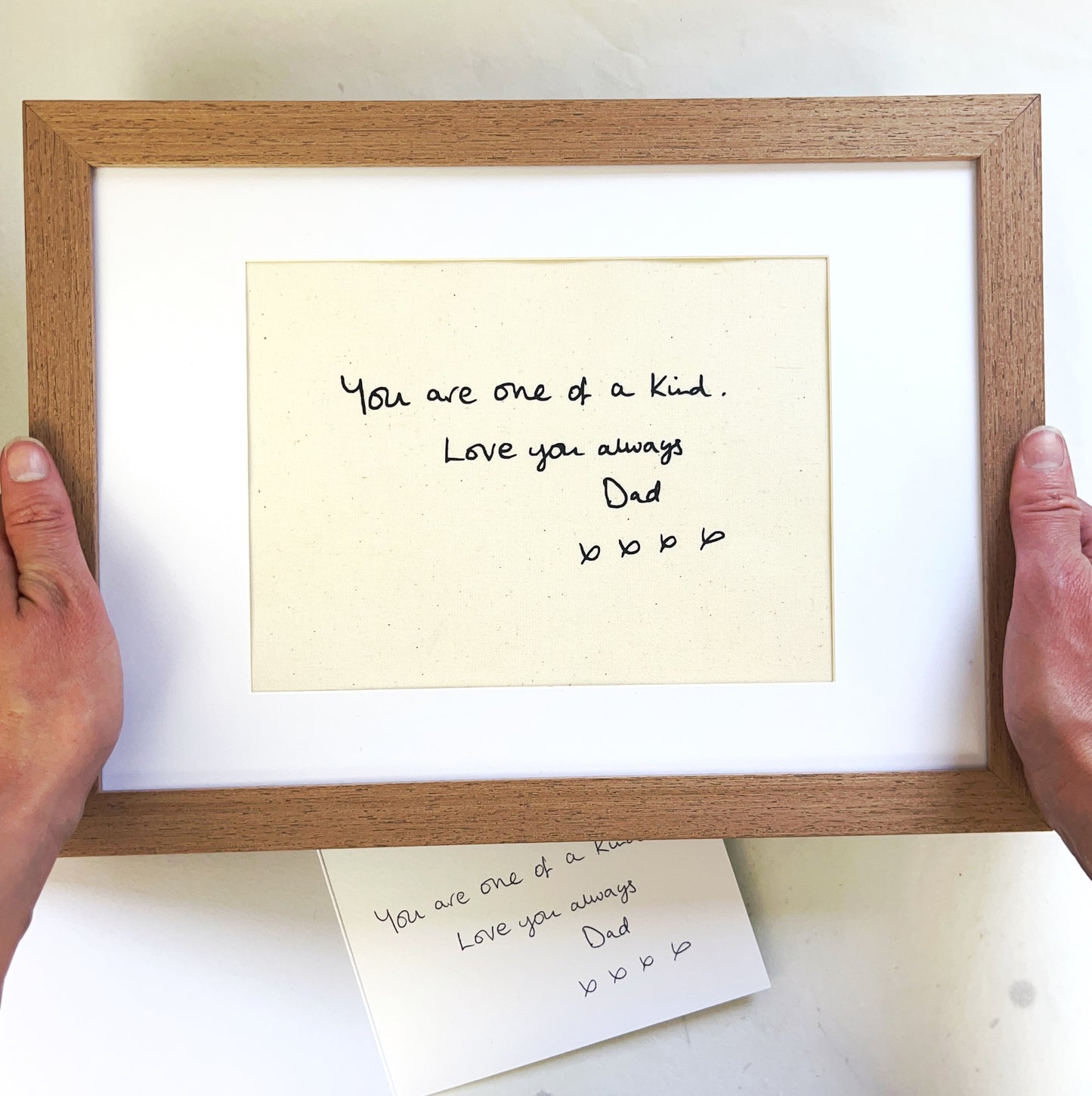 dad handwriting framed print