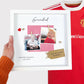 Personalised Man United Grandad photo frame for Father’s Day, featuring red and white design, two photo slots, scrabble-style GRANDAD tiles, and message “Grandads favourite red devil.” Ideal keepsake from grandchild for Manchester United fan. Upload your photos at checkout.