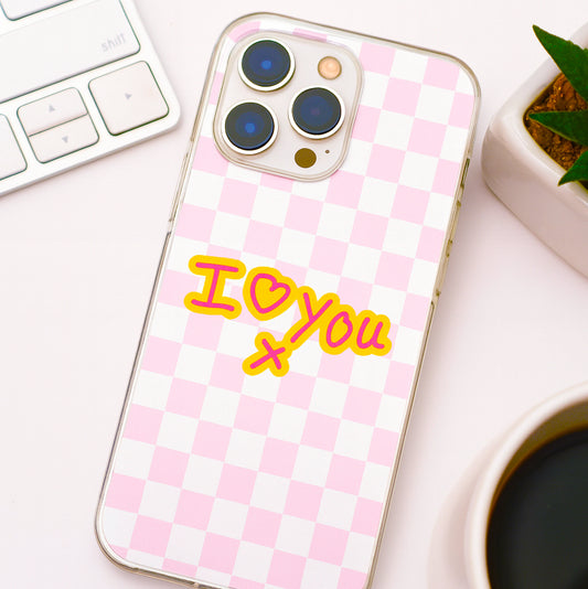 Checkered Colourful Love Note Phone Case
