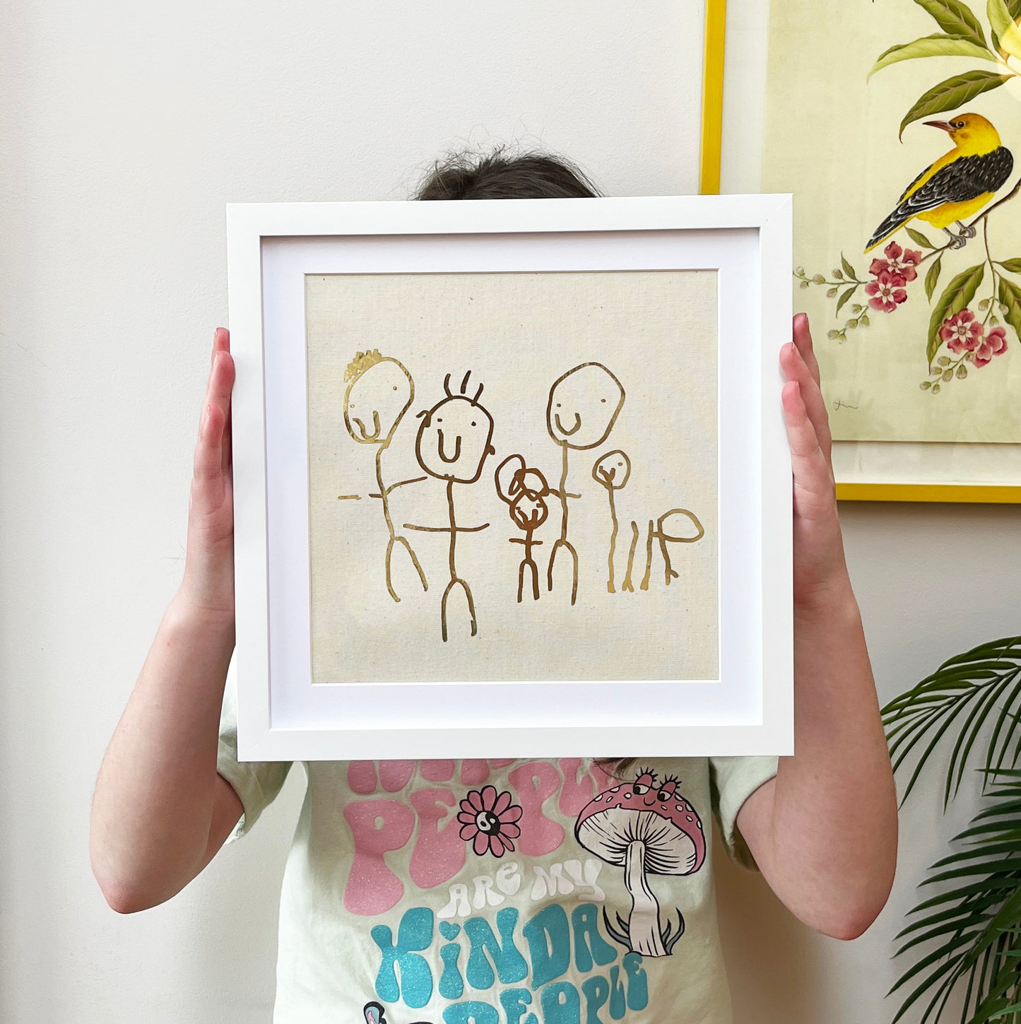 childrens drawing metallic gold print box frame - mothers day gift