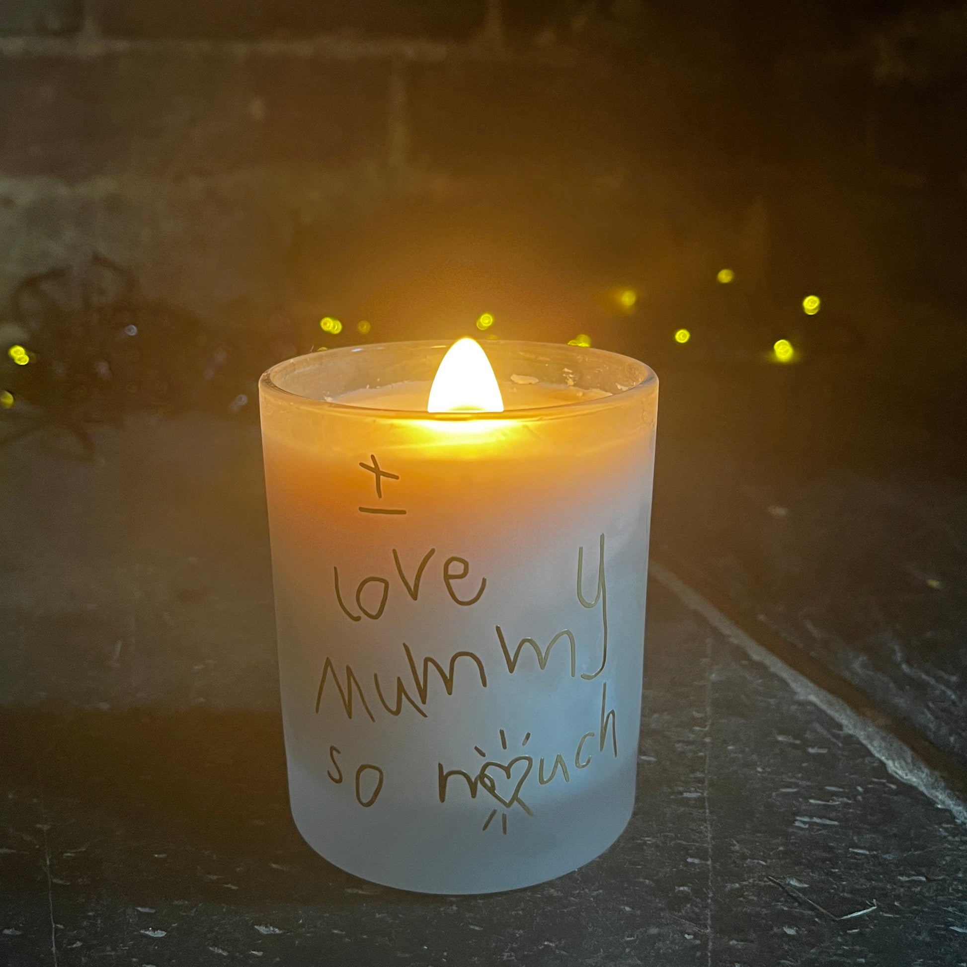 personalised handwriting candle gift