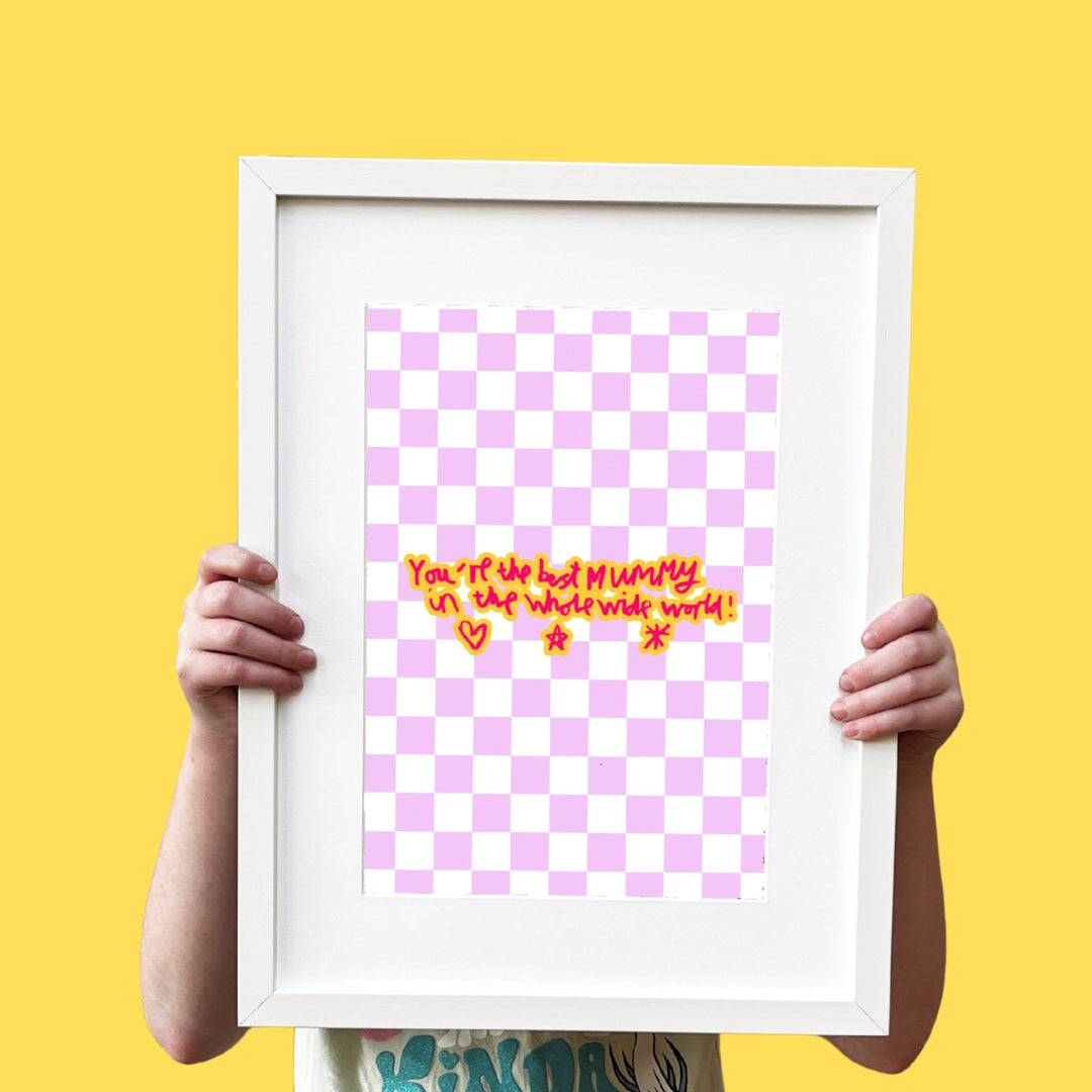 checked colourful dopamine art print made with your handwriting