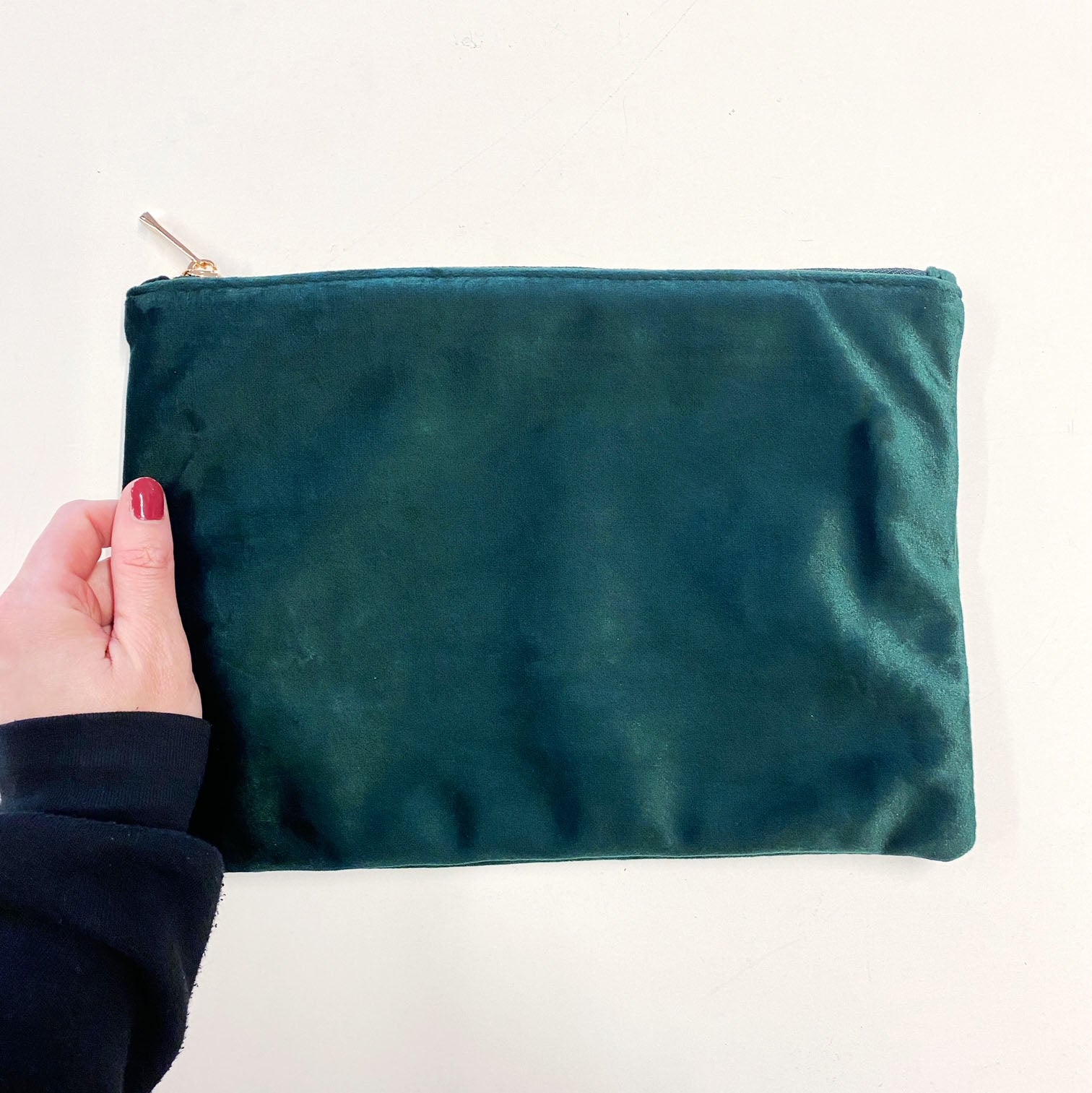 emerald green luxury velvet make up bag