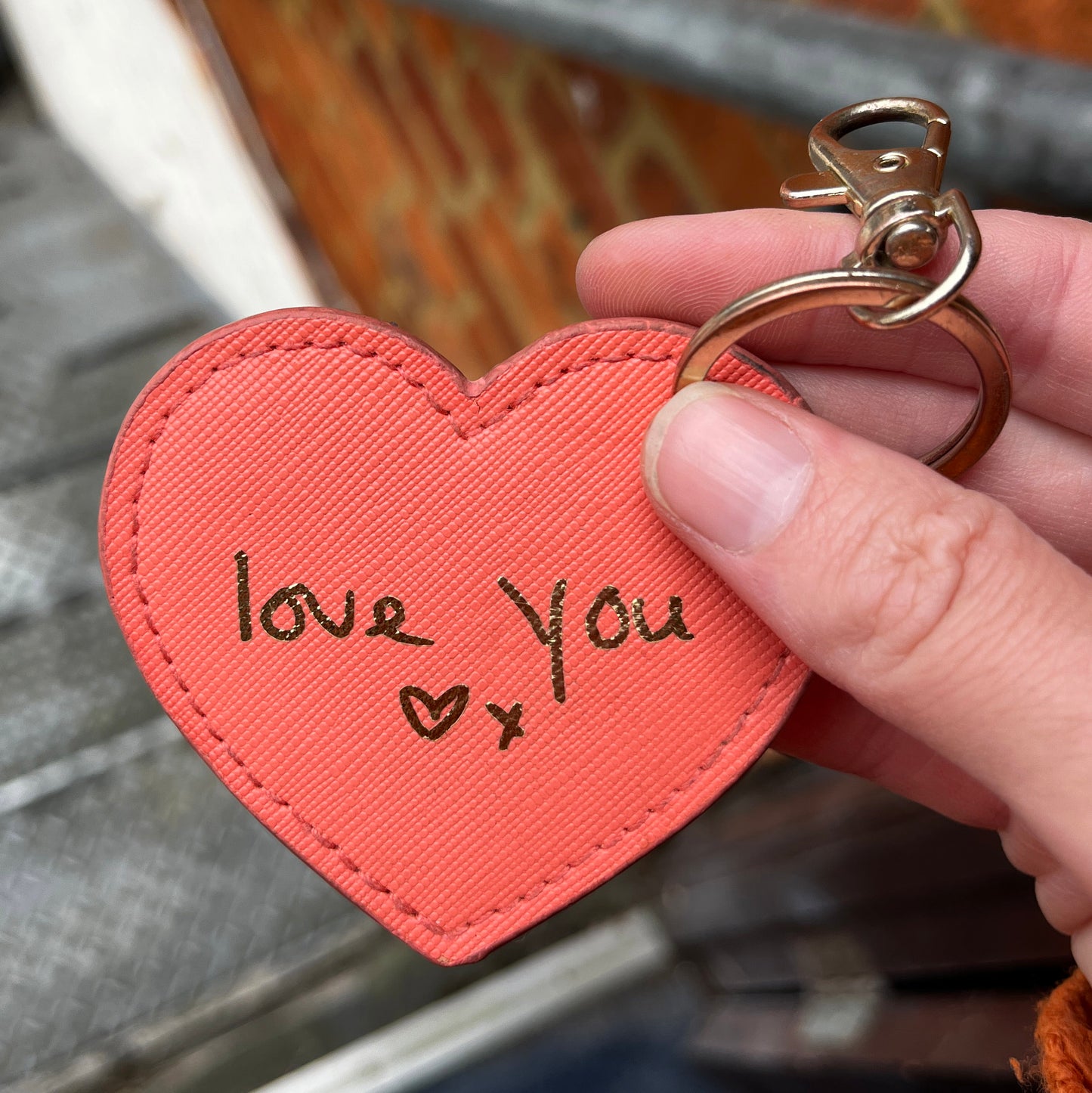 personalised love note handwriting keyring