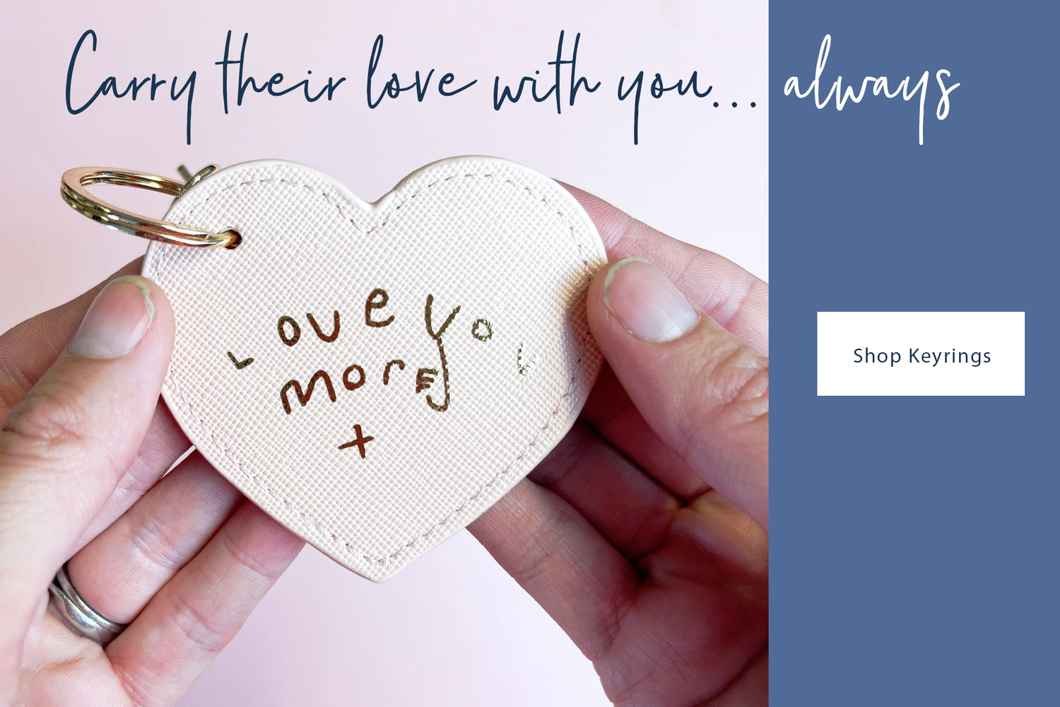 personalised heart keyring with loved ones handwriting