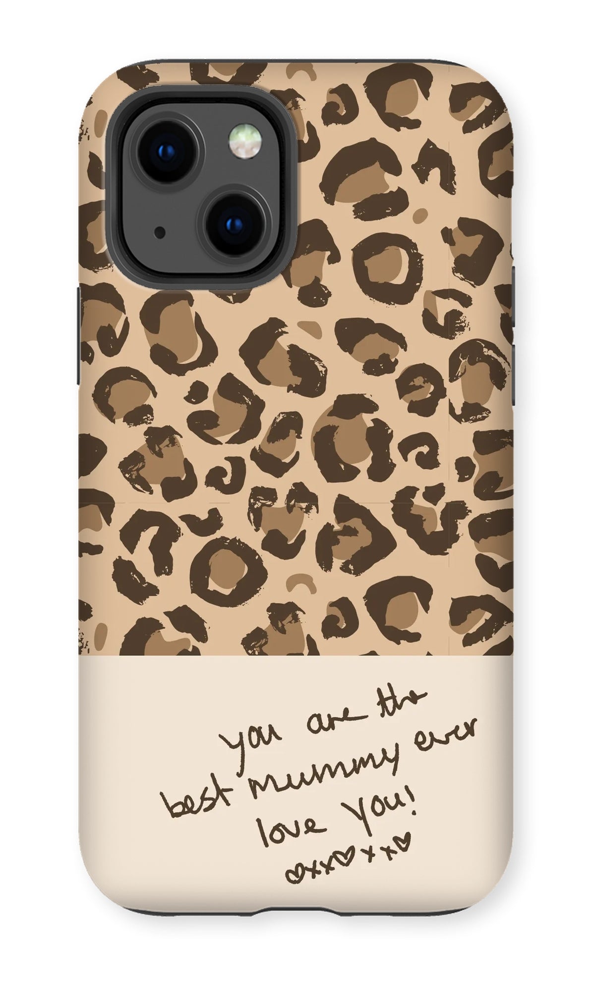 leopard print handwriting personalised phone case mummy gift