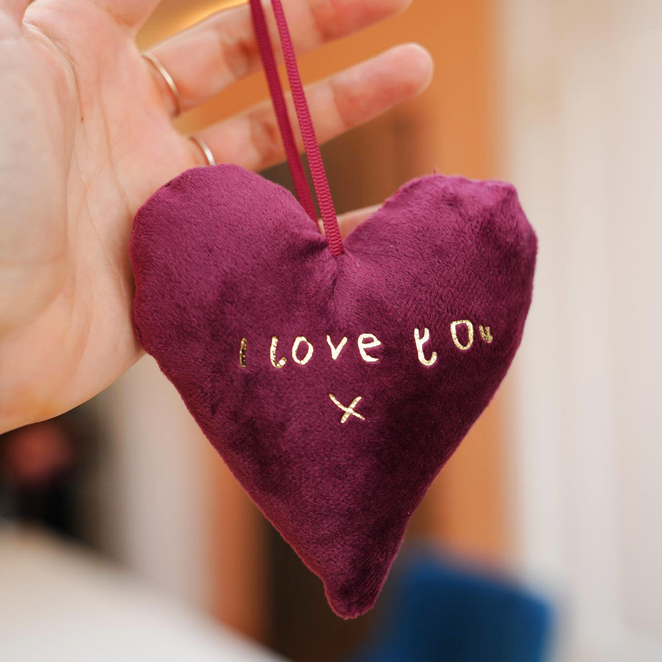 handwritten message plush velvet love heart - Valentine's Day