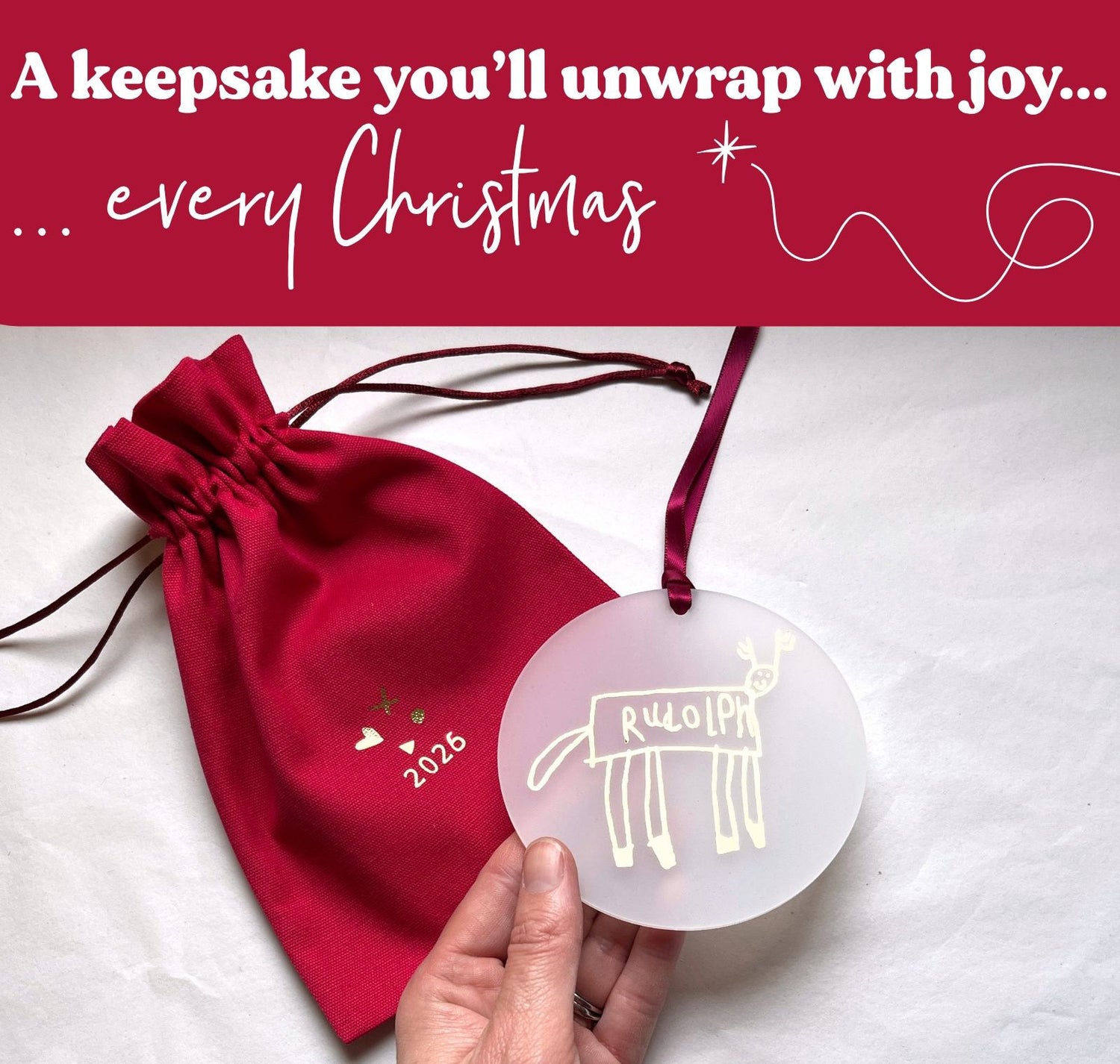 personalised christmas bauble with your childs artwork