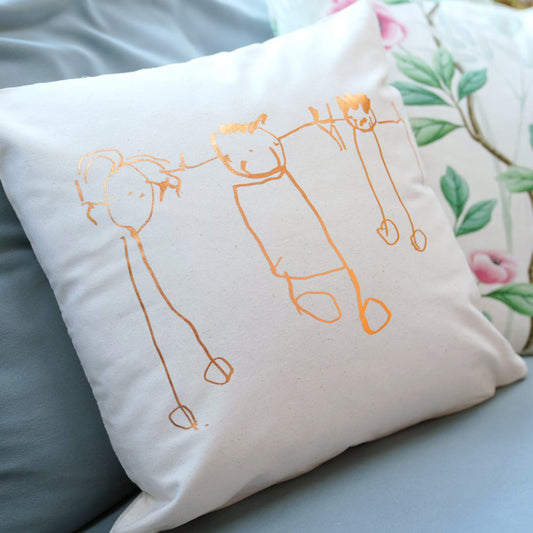 personalised Childs drawing cushion