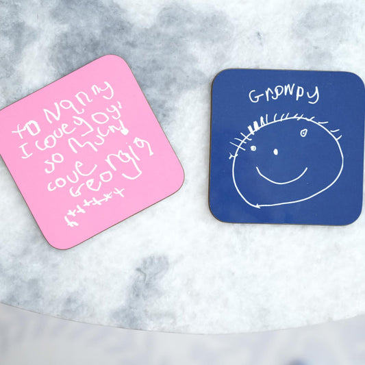 childrens drawing personalised coaster