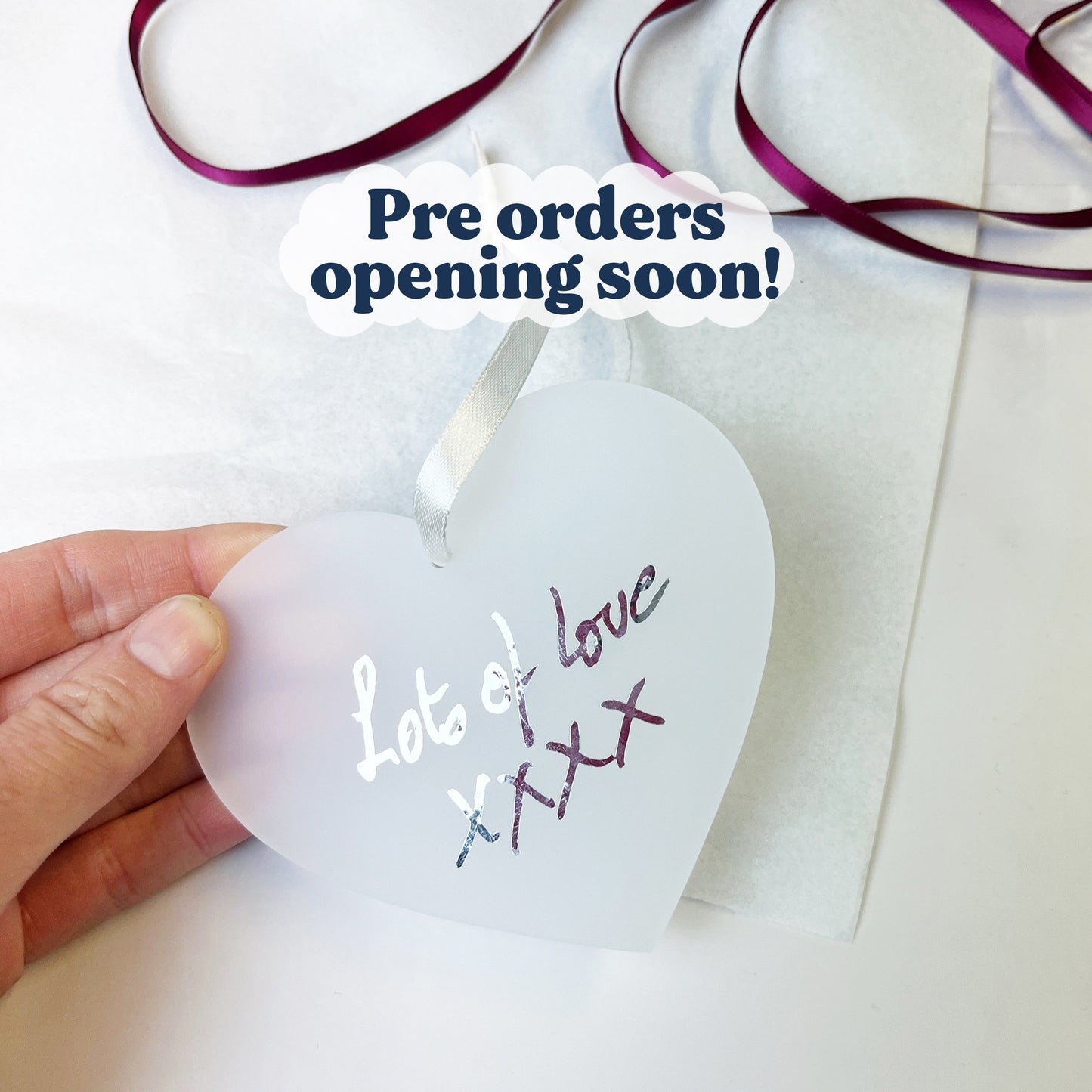 love heart christmas bauble personalised with handwriting