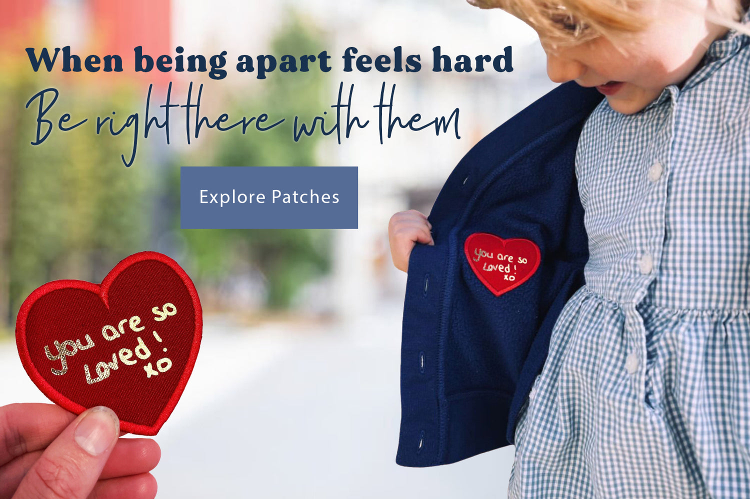 separation anxiety school uniform love note heart patch with parents handwriting