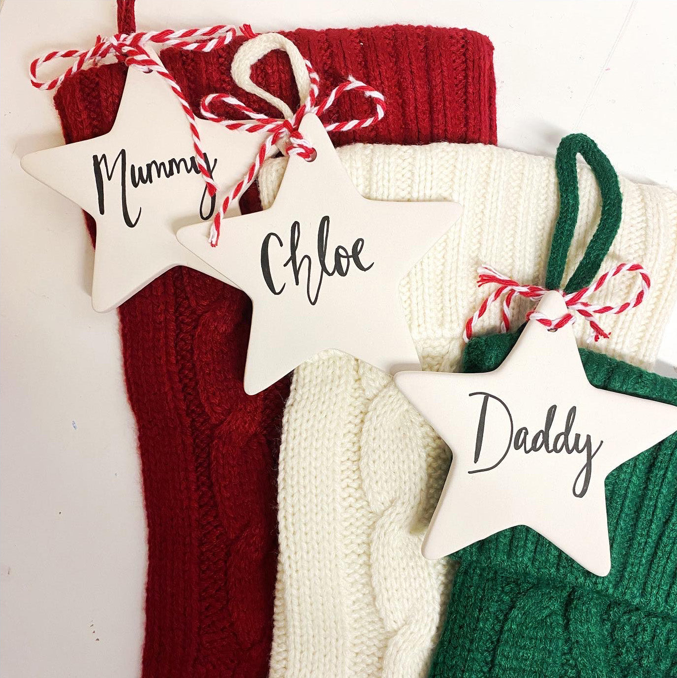 personalised calligraphy stocking set