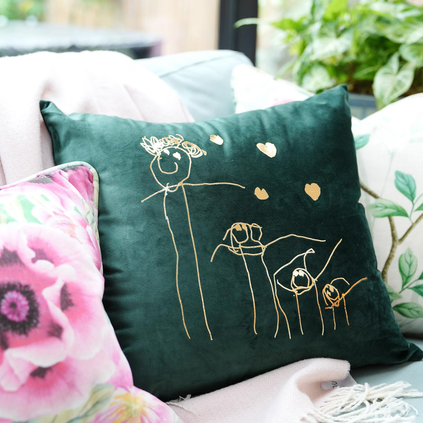 velvet personalised childrens drawing cushion gift