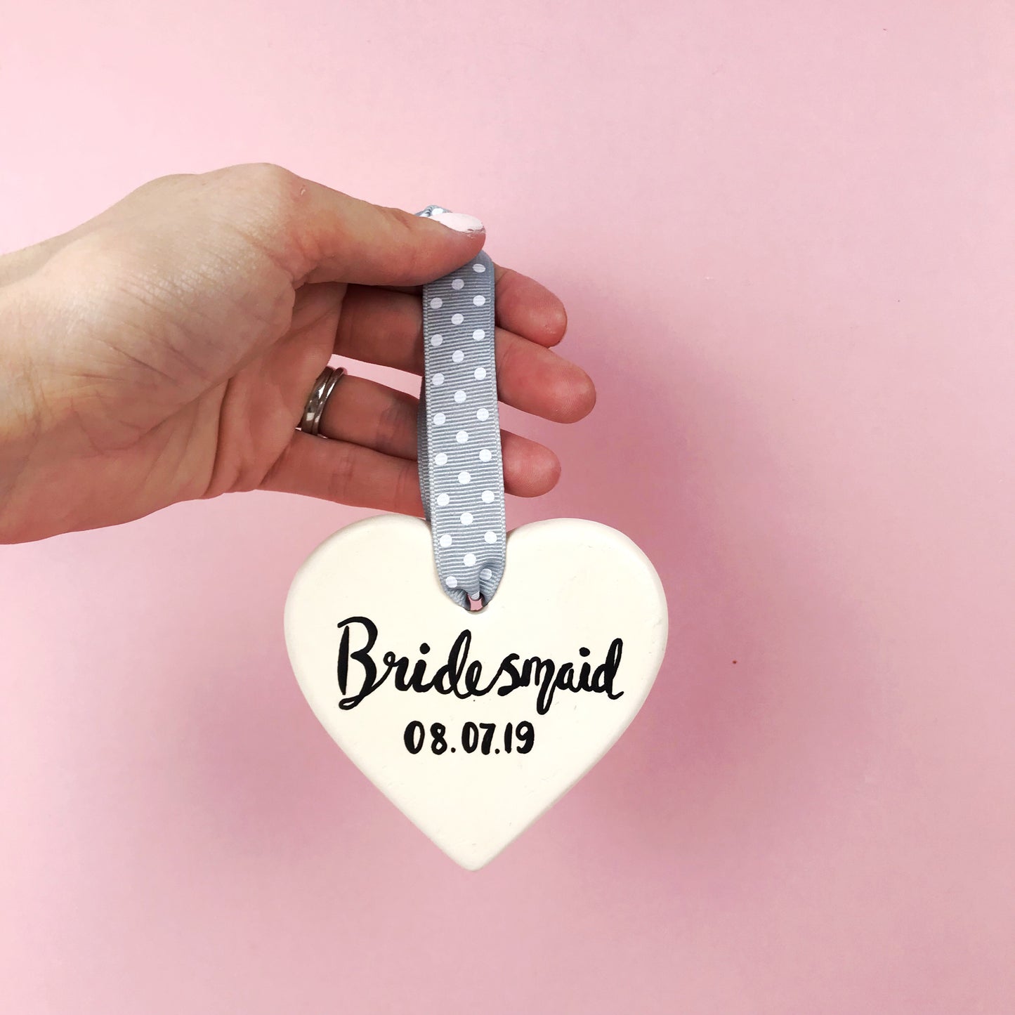 bridesmaid ceramic heart