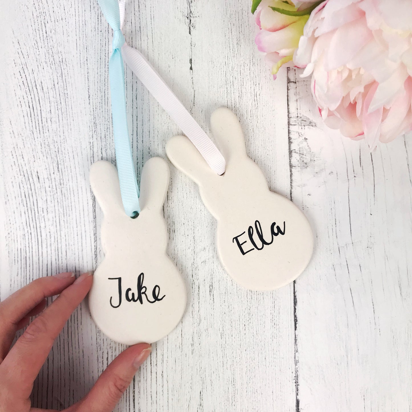 Hand Lettered Ceramic Easter Bunny