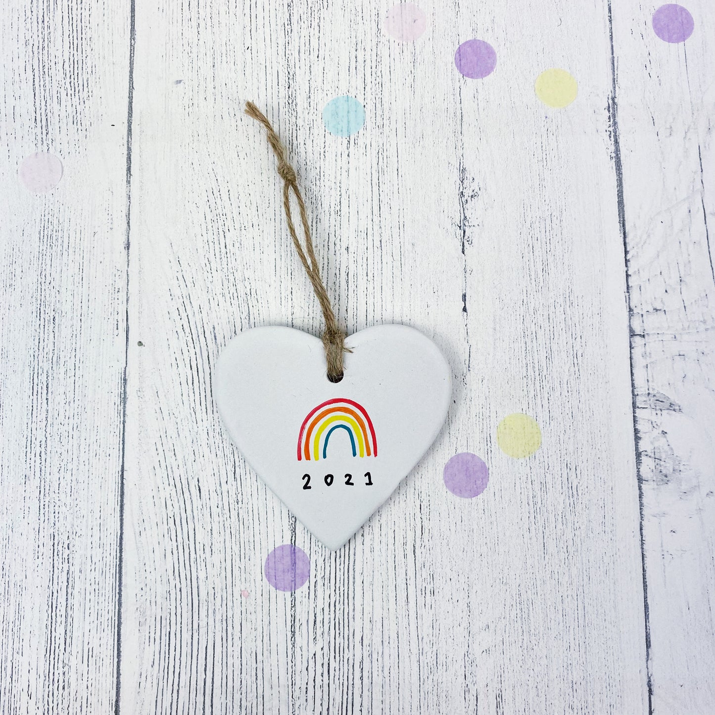 2021 Rainbow Heart Ceramic Decoration