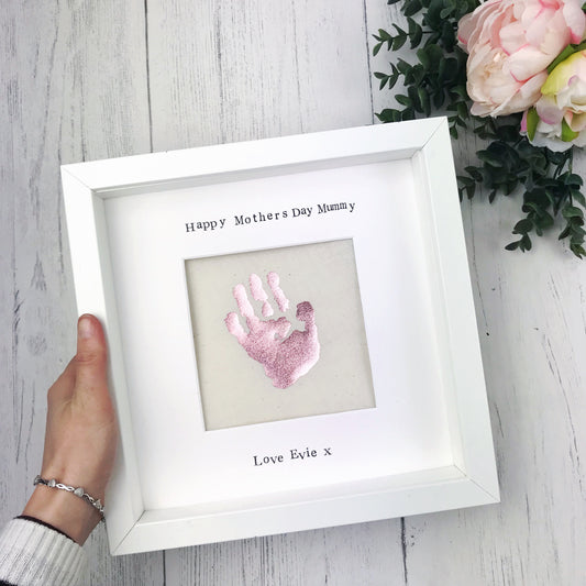 Rose Gold Mothers Day Baby Handprint Frame