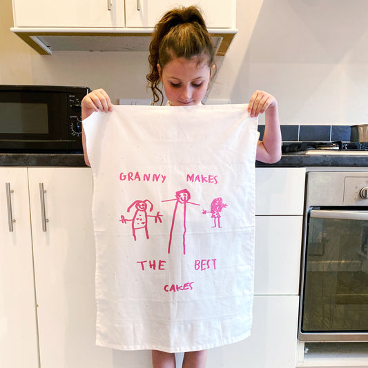 childrens drawing tea towel