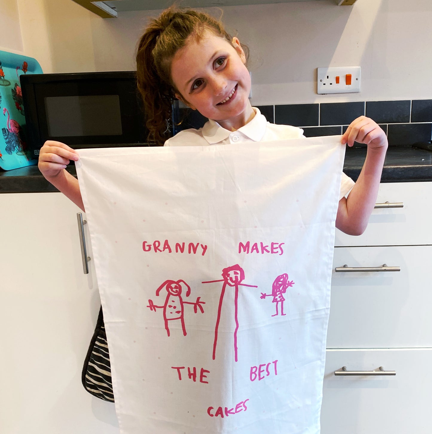 childrens drawing tea towel