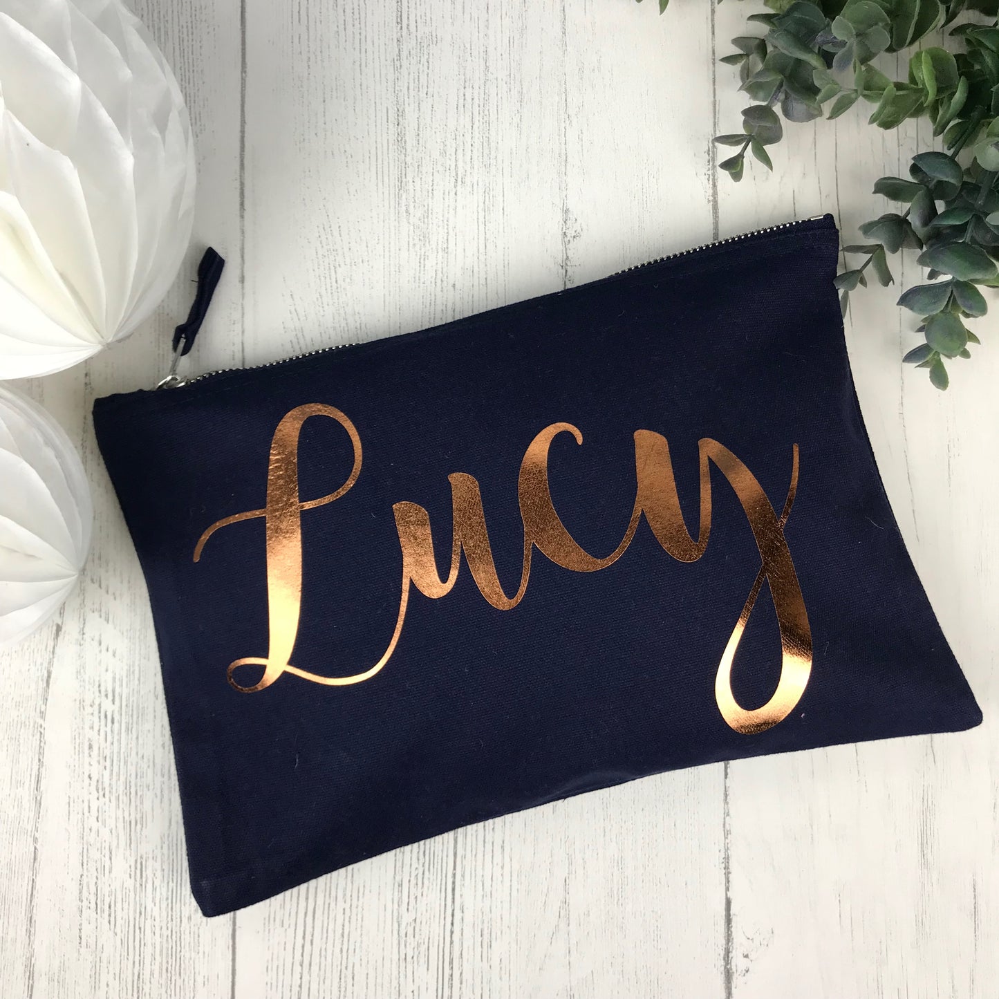 Metallic Print Personalised Make Up Bag