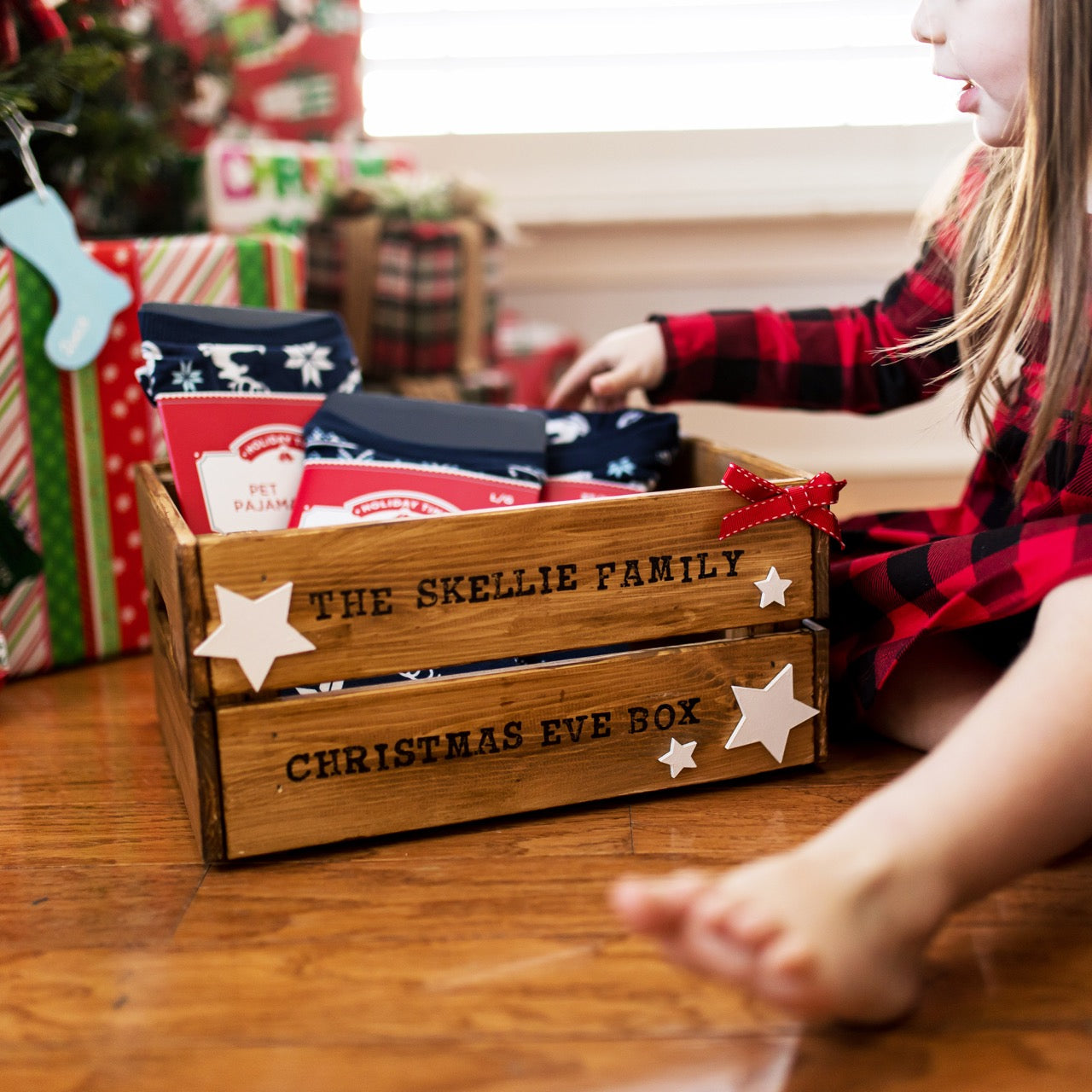 wooden family Christmas Eve box