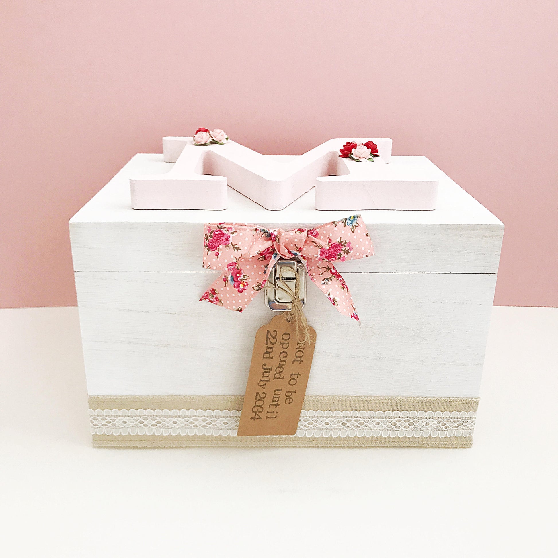 Pink Floral Wooden Keepsake Box