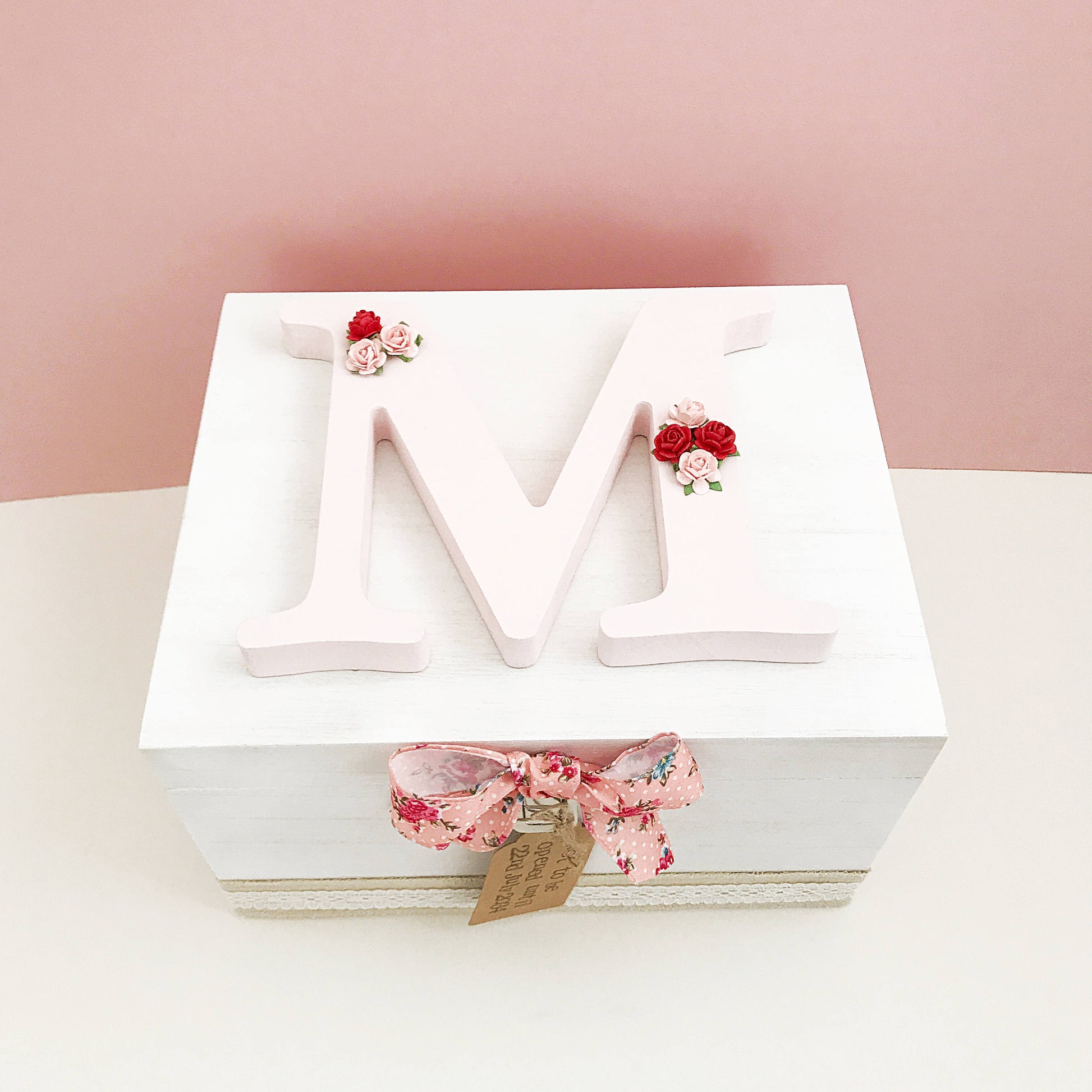 Pink Floral Wooden Keepsake Box